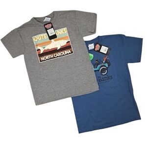 Kids NC Outer Banks Graphic T-Shirts Gray & Blue Size M